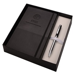 A5 Notebook, metal chrome pen