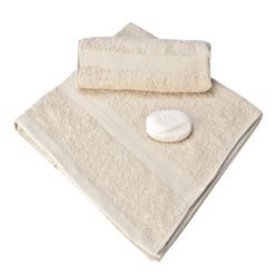 Cotton Bath Towels with a fine line imprint at the edge of the Towel