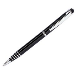 Metal pen contains black German ink with a stylus compatible with touch screen mobile phones and tablets