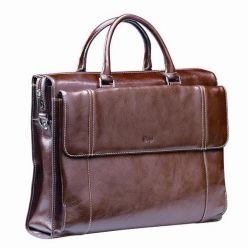 Genuine Italian leather Laptop Bag with carry handles and shoulder strap, padded computer compartment, multiple storage pockets, fully lined