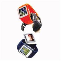 Colour MP4 player watch, 1.5, 260K OLED true colour screen, high resolution, 128*128pixel image, time and date display, supports MP3, WMA and MP4 format, 6 hours playtime, supports JPEG format, silicon gel watchband, Special imported product: lead time 4 weeks