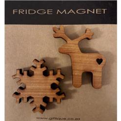 Magnet Reindeer & Snowflake wood