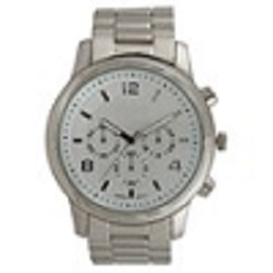 Silver gents watch with 2 year guarantee and stainless steel strap