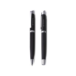 Twist Action Metal Ball pen and Roller ball Set, Refill, Black Ink, Supplied in a Luxury Bettoni Box