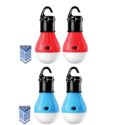 2 x camping lanterns, 6 x AAAbatteries, 150 lumens brightness, ABS polymer, 3 lighting modes: high / low / strobe, lights up to 10 hours on high, integrated hanging hook