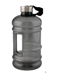 Large volume design, stainless steel screw cap with nylon webbing attachment , BPA free, built in carry handle