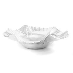 Medium salad bowl with wave design made from polished stainless steel