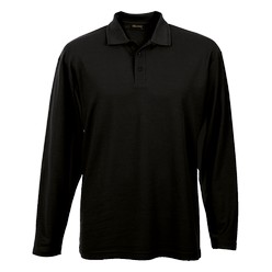 Mens 175g long sleeve pique knit golf shirt: Long sleeve garment includes the ironic two ridge collar, and has a double needle finish on the hem and sleeves, a three button placket and inner self fabric tape for comfort. Anti pill finish, supplied with a loose pocket