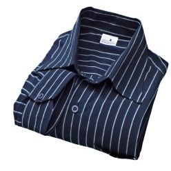 Polycotton blend, left chest pocket, 2 tone vertical stripe detail, 