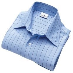 Polycotton blend, left chest pocket, 2 tone vertical stripe detail, 