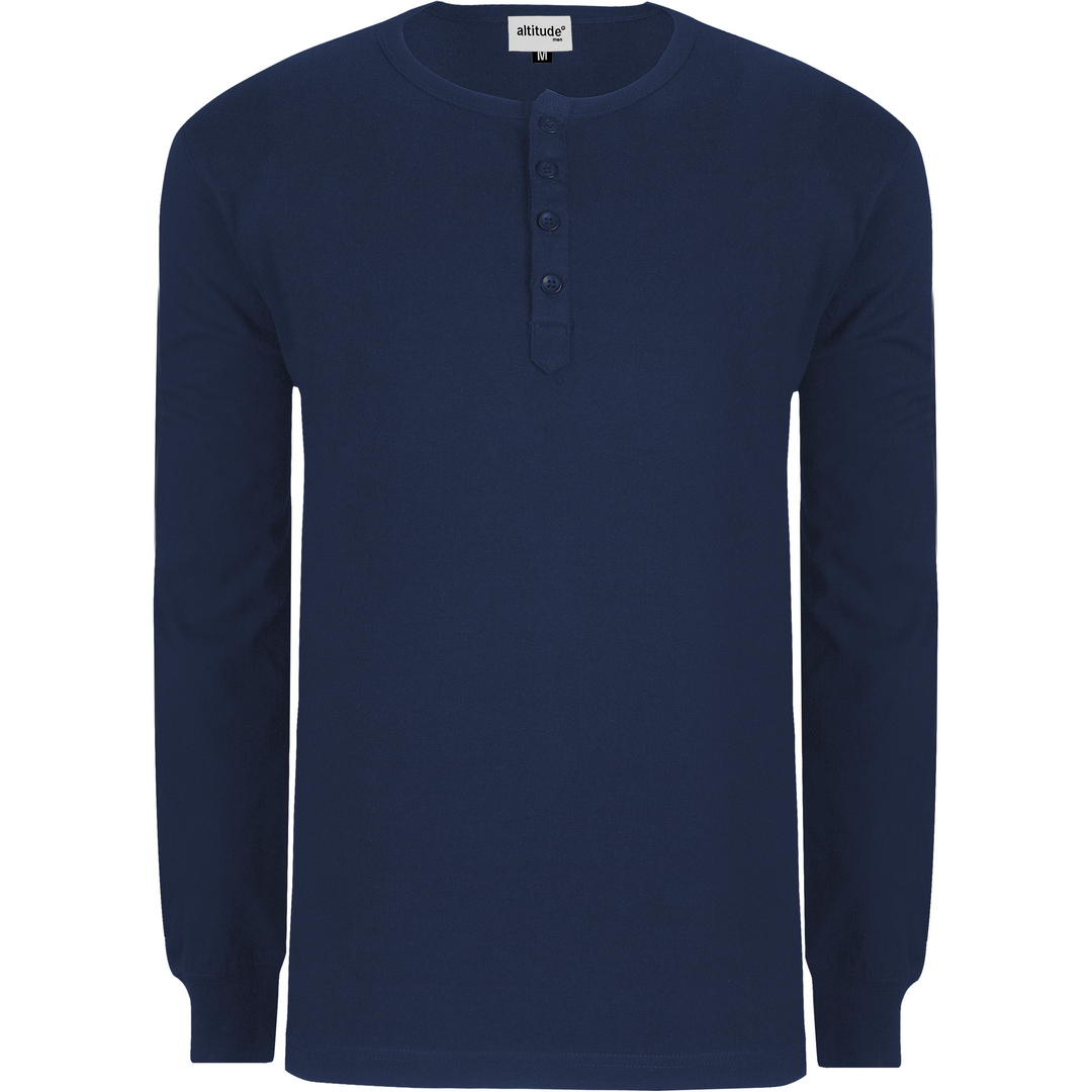 Mens Long Sleeve Henley T-Shirt is the best way to keep warm and can be customised with Digital Transfer, Embroidery branding.