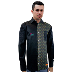 Mens Long Sleeve Shirt with Shweshwe Panel 