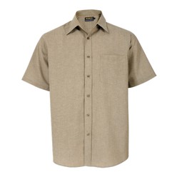 Mens Oxford Lounge shirt: Garment features include back box pleat, double layer drop-shoulder yoke, Constructed placket and double button mitred cuff with button-through gauntlet on long sleeves. Available in seven colours. 60/40 cotton rich two-tone fabric
