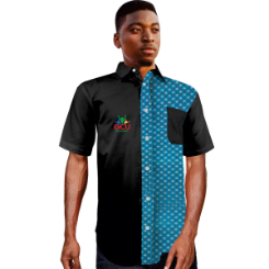 Mens Short Sleeve Shirt with Shweshwe Panelÿ