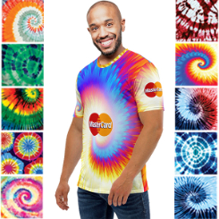 Mens Tie Dye Crew Neck T-shirt with Sublimation Print