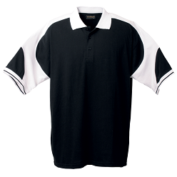 Barron's Leading sport stylish includes shaped shoulder and sleeve colour-blocking. Features back yoke and three button placket. Available in a massive range of colourways. 200g Single Knit fabric, 63/35 Poly cotton blend, Top-stitching finish.