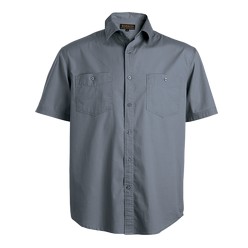 Mens Windsor Lounge Shirt: New casual shirt with distinctive triple-needle top-stitching detail on shoulders, armholes, collar and yoke. This garment has self-fabric inset at sleeve hem, chest patch pockets and tonal marble buttons. Available in short sleeves only. 100% cotton with enzyme wash. Curved hem-line