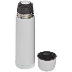 Metal 500ml double-walled thermal flask with an integrated metal cup. Crisp white finish! Supplied in a Gift box.