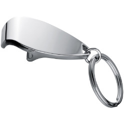 M/Key ring with bottle opener. glossy chrome. Large branding area!