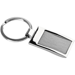 Metal Key ring. rectangular. chrome with matt-brushed insert