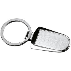 Metal Key ring. rectangular. chrome with matt-brushed insert