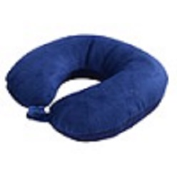 Microbeads travel pillow with clip closure for a snug fit, made from 50% spandex and 50% plush material