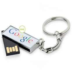 USB Memory stick, metal version 2.0, recess for domed sticker application on clip, microfibre presentation pouch