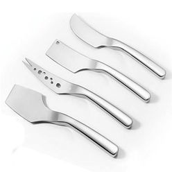 4 Piece polished stainless steel cheese knife set