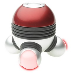 Mini body massager, features: on/off push button, electronic roller, vibrating body massager, matching colour LED, 3 AAA batteries included. Designed for easy holding