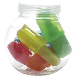 Mini Highlighters in Jar, Transparent Jar 5 Colourful mini highlighters