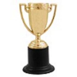 Minicup trophy on stand in gold colour