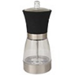 Mini pepper grinder made from stainless steel with see through body