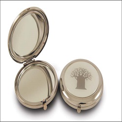 Handbag Mirror polished with image of baobab tree in box