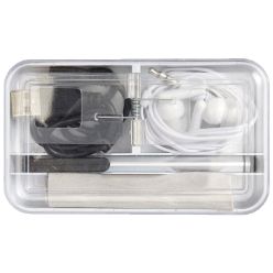 Mobile phone travel set, microiber cloth, usb charging cble, set of earphones