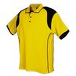 Monaco Golf Shirt: Sporty design golfer with contrast sleeve trim, piping, side panels and shoulder insert. The garment features include self-fabric neck tape, contrast placket and double top-stitched hem. Available in five colourways. 180g 80/20 Cotton rich fabric. Three button placket