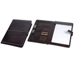 Folder with tab closure, Italian Veg leather, detailed stitching, notepad included, pen loop, gift boxes