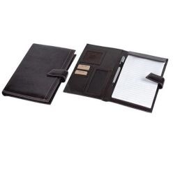 Folder with tab closure, Italian Veg leather, detailed stitching, notepad included, pen loop, gift boxes