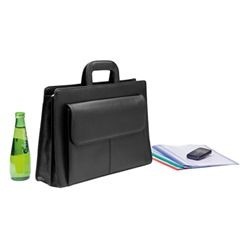 PU Leather padded drop down handles, large document compartment, main zip compartment, Velcro pocket.