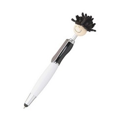 Stylus pen with microfibre screen cleaner