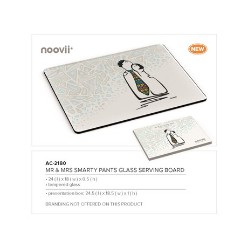 Mr & Mrs Smarty pants Glass serving board 24 ( l ) x 18 ( w ) x 0.5 ( h ) tempered glass presentation box 24.5 ( l ) x 18.5 ( w ) x 1 ( h )