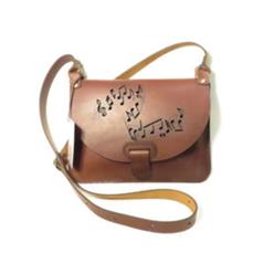 Music note design genuine leather cluth bag