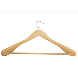 Natural matt finish suit hanger with non slip bar, Silver accessory