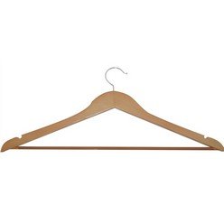 Natural trouser hanger with non slip bar, Silver accessory