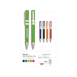 A nice looking affordable pen to showcase your logo at any promotional event. Available in 5 bright colours with white accents, with black German ink.