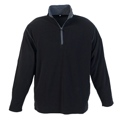 Casual Fleece option with contrast front 1/4 zip, overlock stitching details. Garment features double top-stitched hem, contrasting on collar and two side pockets. 240g ribbed polar fleece, Anti-pill finish, 1/4 Zip styling