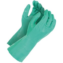 Safety gloves, nitrile green