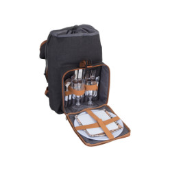 Includes: 2 Place Settings with Plates, Cutlery, Glasses, Napkins, Cheese Board, Waiters Friend and Cooler Bag Compartment