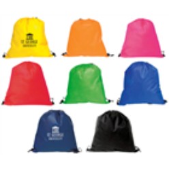 Itï¿½s the perfect promotional drawstring bag to display your logo or brand. It is designed to be used as a backpack, or over the shoulder carry bag. It features an 80gsm non-woven fabric and large main compartment with cinch top, 80gsm, Non-woven fabric.