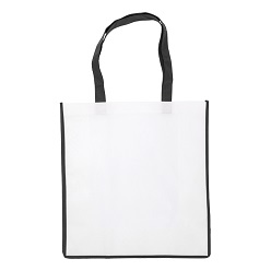 Material 80gsm non woven, white shopping bag, coloured trip, coloured handles