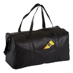 Material: Non-woven Polypropylene Main zippered compartment, Small front compartment , adjustable shoulder straps, carry handles